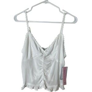 NWT Women’s V-Neck Crop Cami embroidery floret Top in White Size L #347